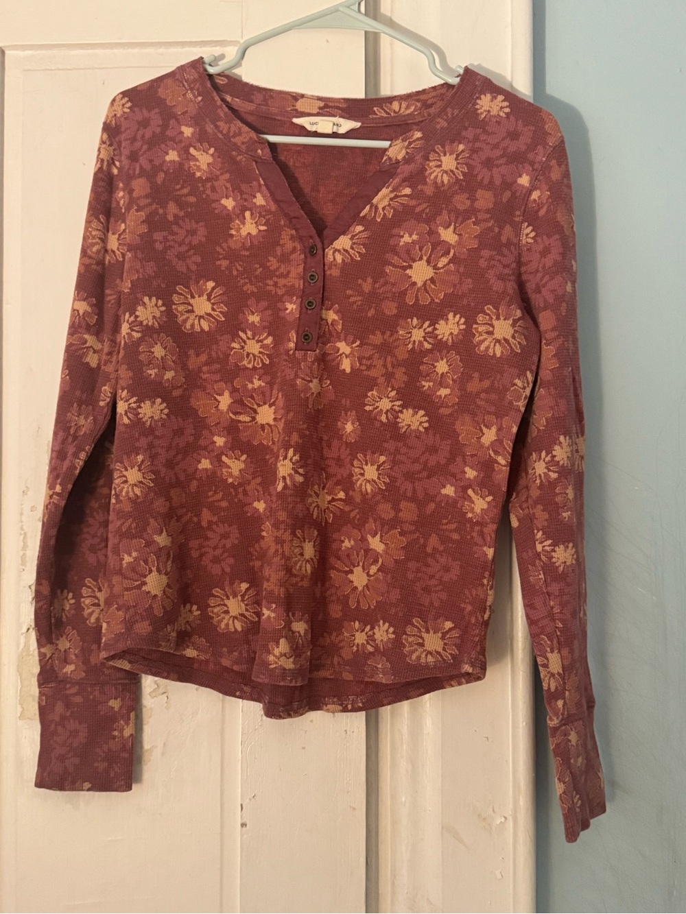 Lucky Brand Mauve Floral Long-Sleeve Henley